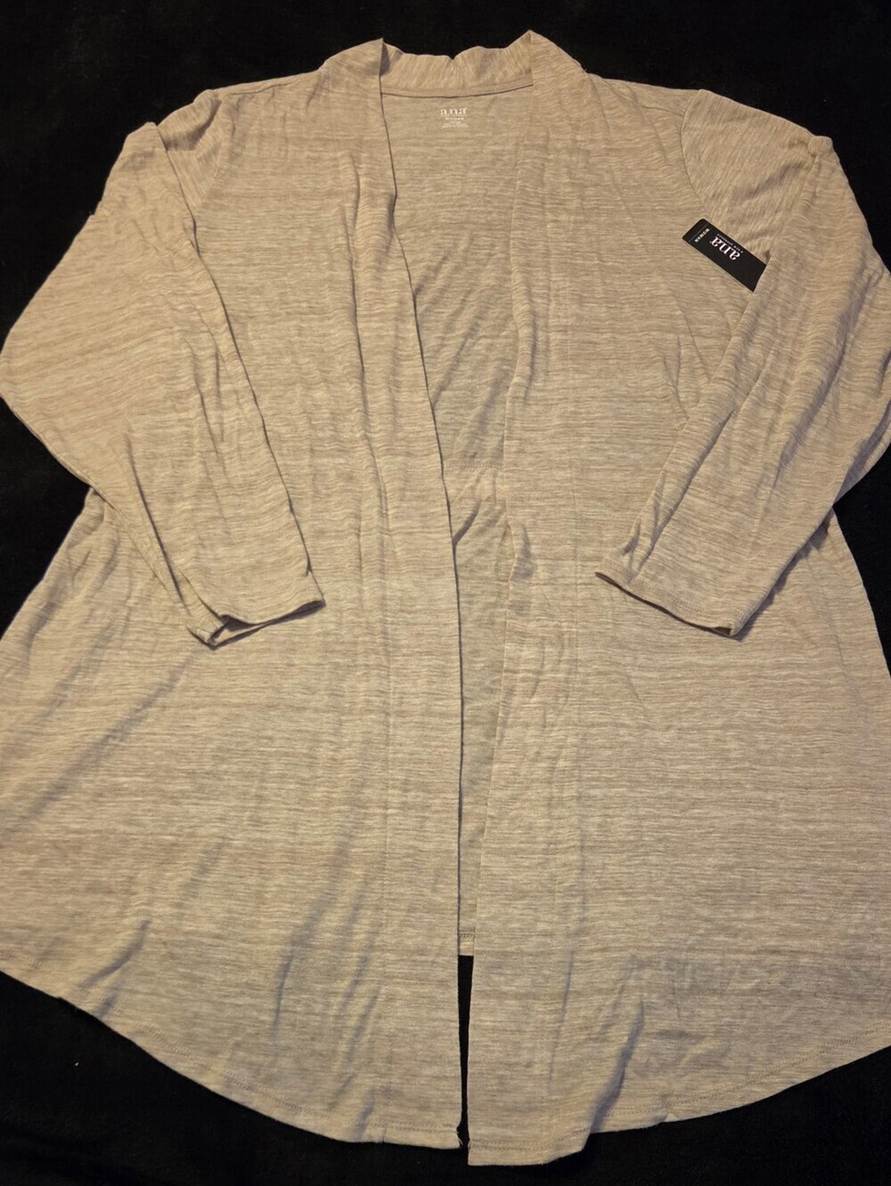 Ana Lightweight Tan Open Front Hi-Lo Cardigan Women's 1X